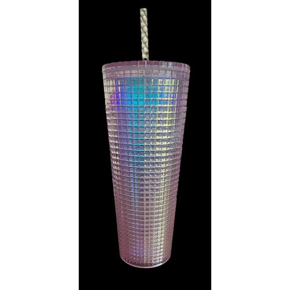 Starbucks Tumbler  Cold Cup Venti Pink Grid Holiday Sparkle 24oz 2020 New
